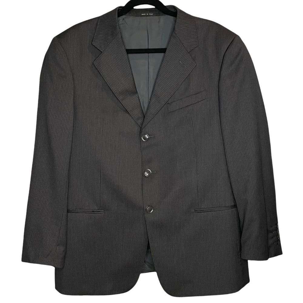 Armani collezioni men’s black gray pinstripe suit jacket made in Italy size 42